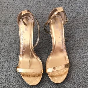 Gold strappy heals